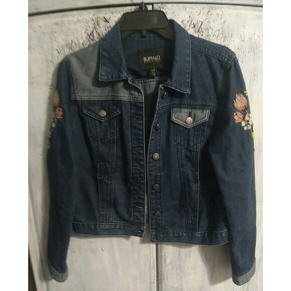 Buffalo David Bitton Embroidered Floral Denim Jacket Md Boho Cottage Core... - Picture 1 of 10